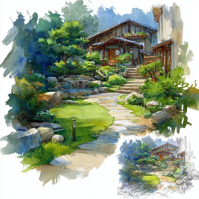 make watercolor landscape design