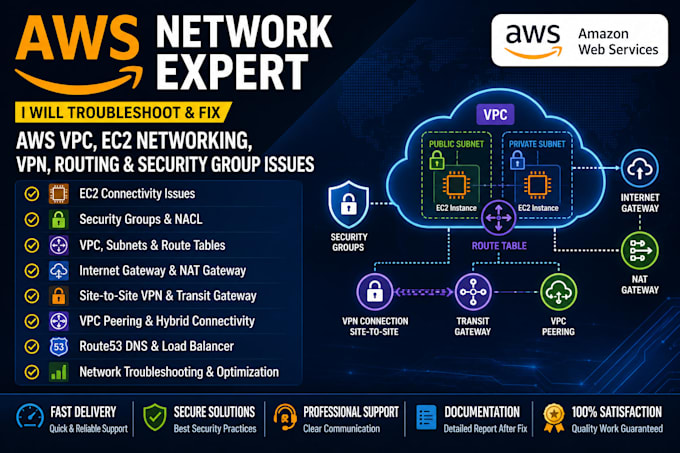 fix AWS vpc, ec2 networking, VPN, routing and security group issues