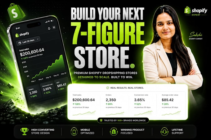 build shopify store design, redesign shopify website or dropshipping store