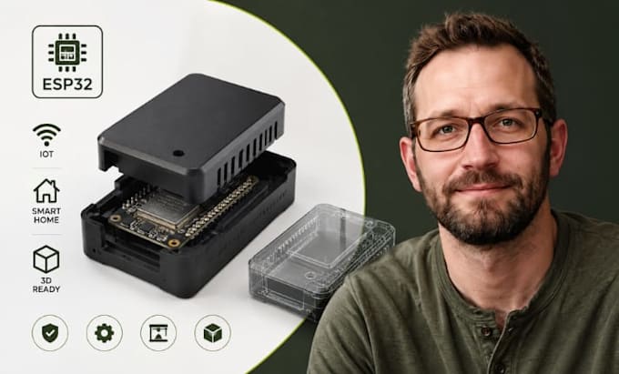 esp32 enclosure, iot cad, pcb housing, smart home stl modeling expert studio