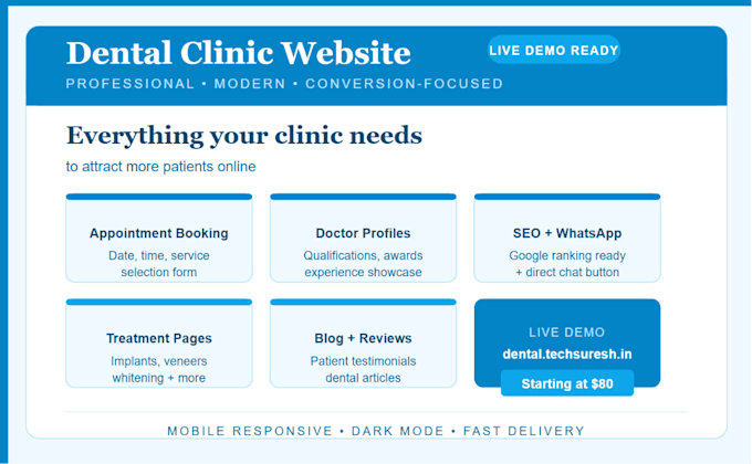 design a professional dental clinic website with appointment booking