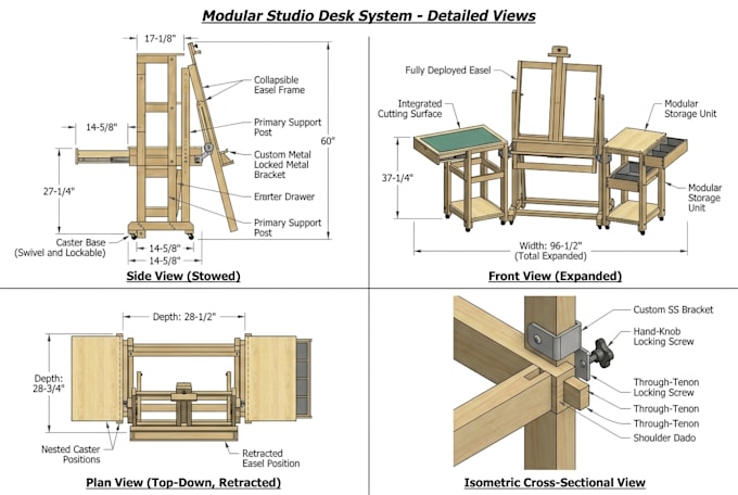 create detailed woodworking plans for DIY projects and assembly instructions