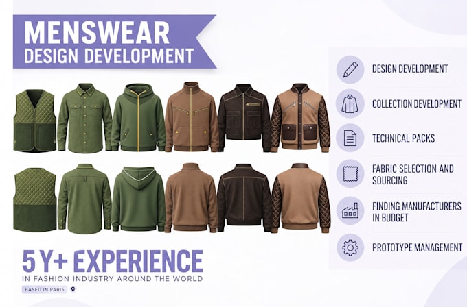 design a menswear collection with fabric and colour specifications