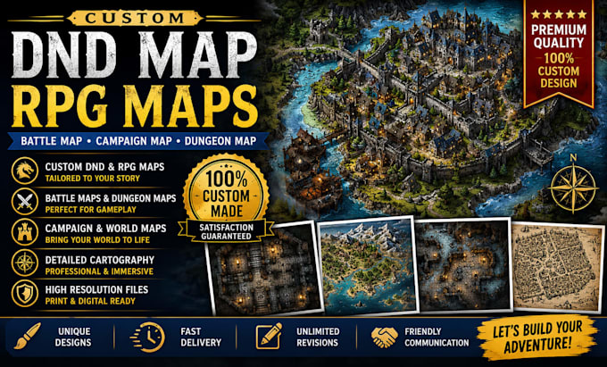 create custom dnd map, rpg battle map, campaign map, dungeon map, and map design