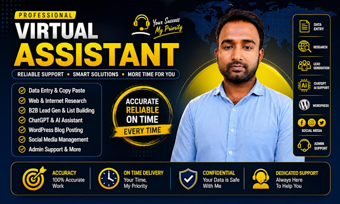 be a virtual assistant for admin support, social media wordpress, chatgpt tasks