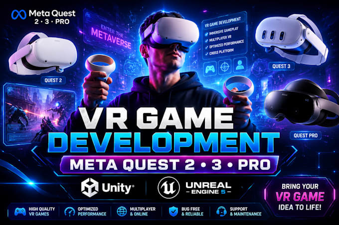 develop VR games for oculus meta quest 2, 3, pro using unity