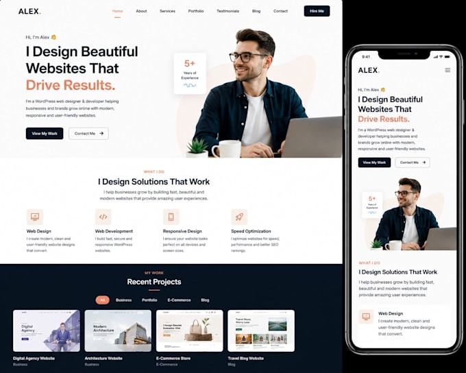 design and develop a modern responsive wordpress website