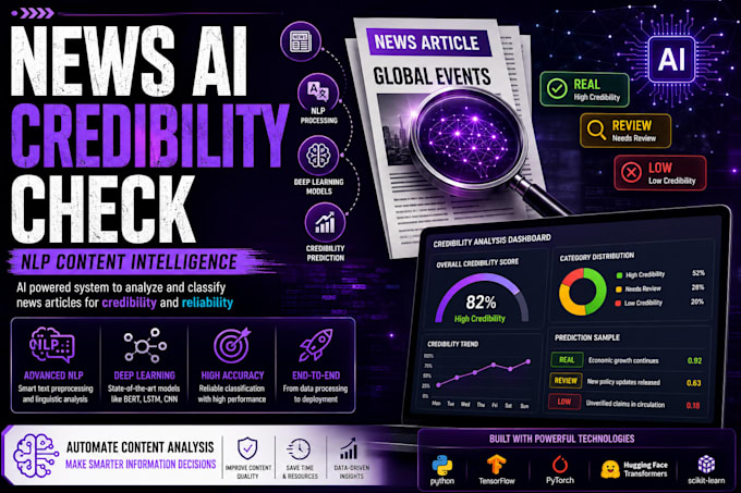 develop ai news credibility classification system using nlp and deep learning