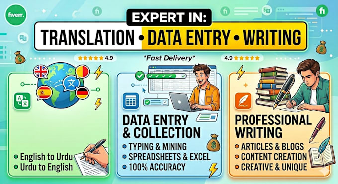 do english to urdu translation and data entry work