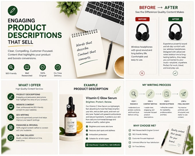 write engaging product descriptions and website content