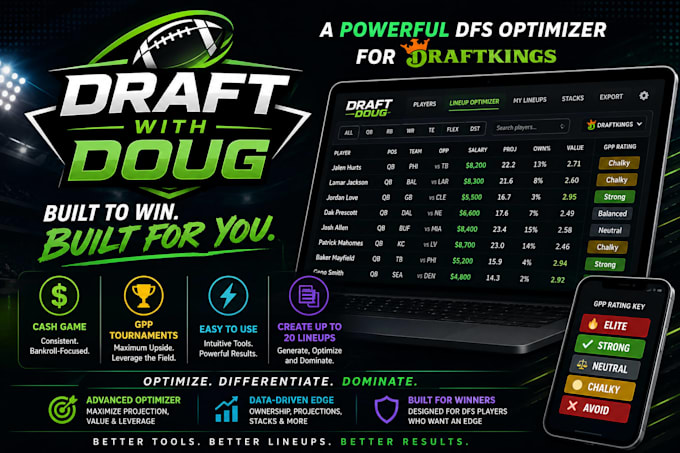 provide a powerful NFL dfs optimizer for draftkings cash games and gpps