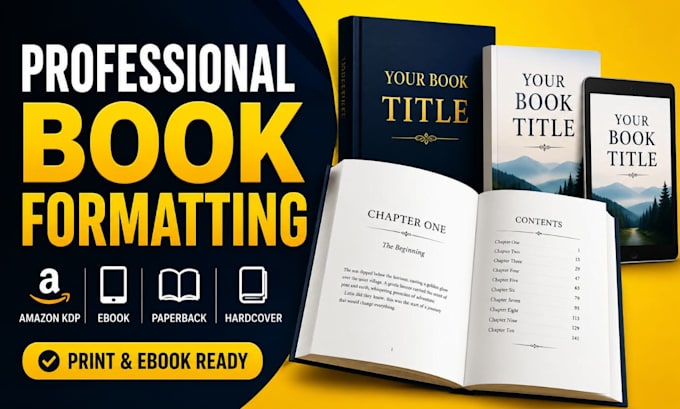do book formatting, kdp paperback, kindle ebook formatting, and layout design