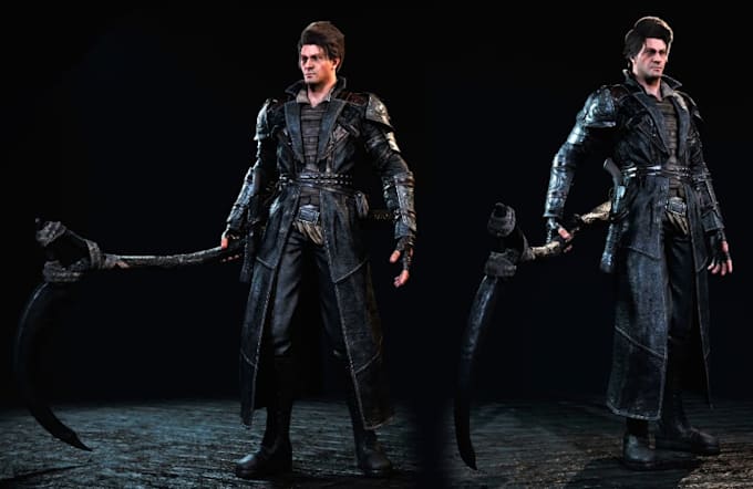 model realistic modular character for game, outfit rig,uv map, real time texture