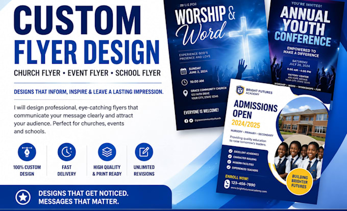 design custom flyer design for churches, schools, and events