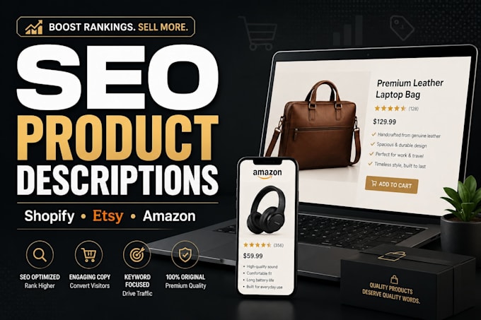 write SEO product descriptions for shopify etsy and amazon