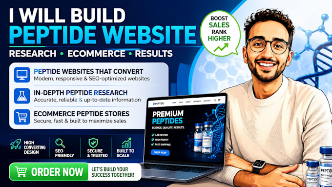 build peptide website, research peptide, ecommerce peptide store
