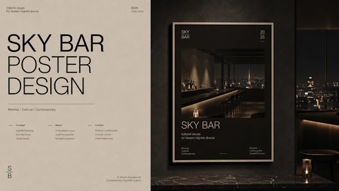 create editorial nightlife posters for modern venues