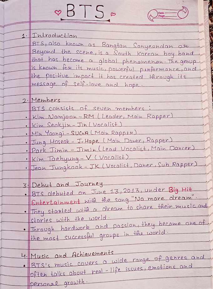 write aesthetic and clean handwritten notes for study