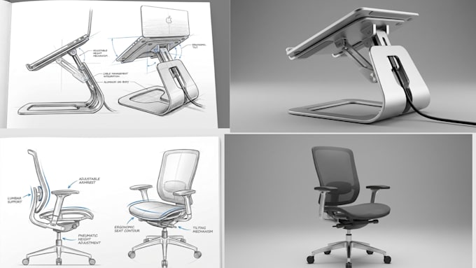 develop ergonomic product design, laptop stand, posture and workspace tools