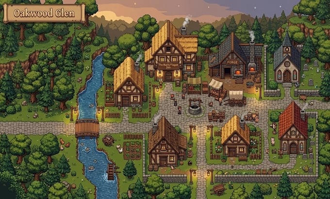 create top down pixel art rpg environment map tileset assets background