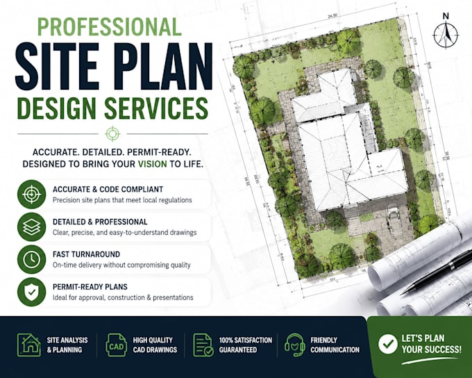 create professional site plan, plot layout, and cad drawing