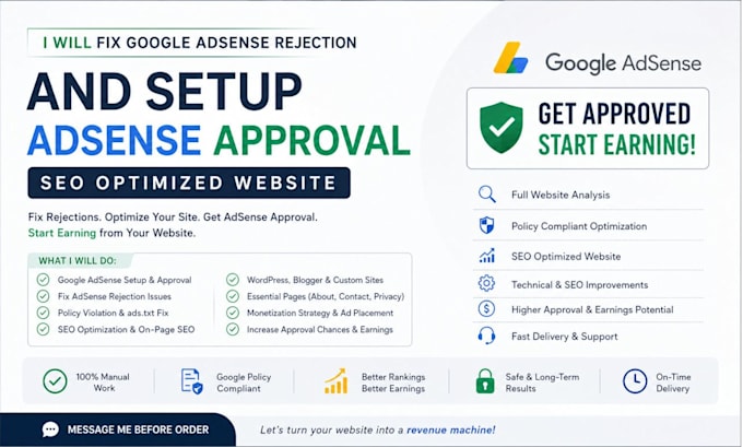 get google adsense approved and fix websites issues