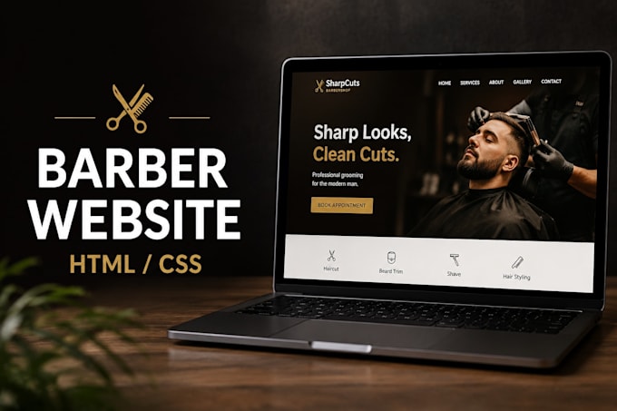 design a modern barber shop or salon website