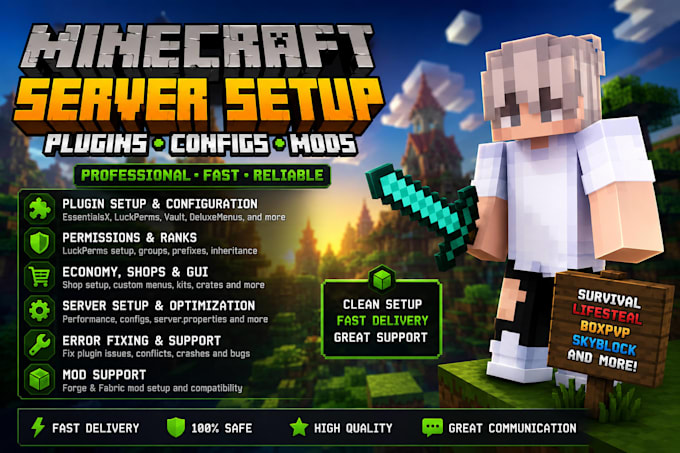 setup plugins, configs and mods for your minecraft server