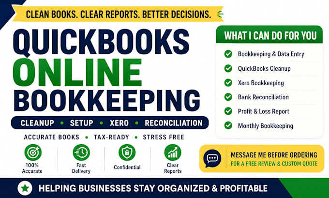 do quickbooks online bookkeeping cleanup and xero setup