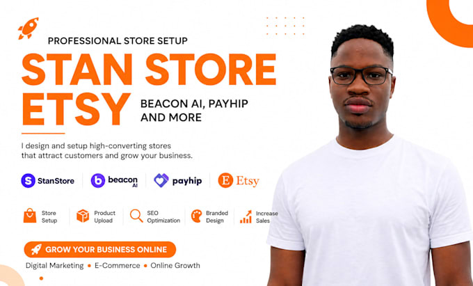 setup stan store, beacon ai, payhip and etsy shop