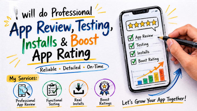 do professional app review, testing, installs boost app rating