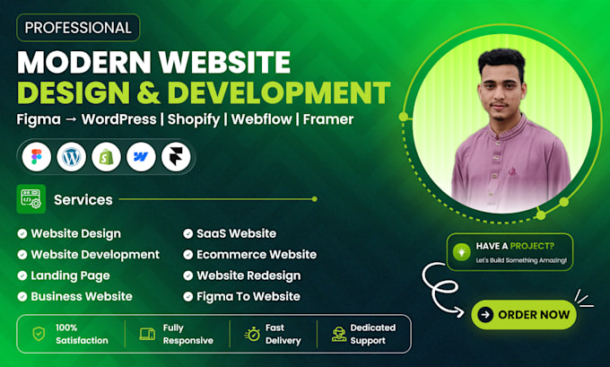 design modern wordpress, shopify, webflow or framer website