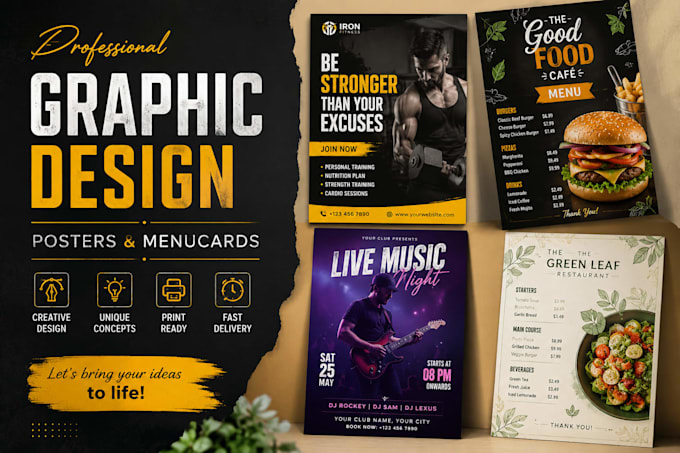 design restaurant menu and food posters