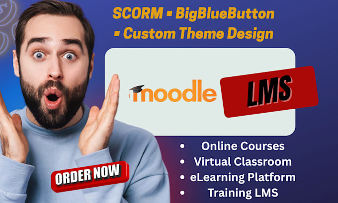 setup, modern moodle lms, scorm course with custom theme and bigbluebutton