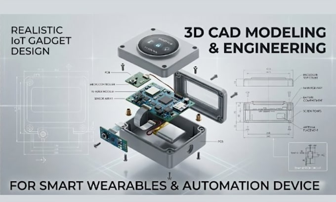 create smart iot device design, pcb enclosure and 3d cad modeling