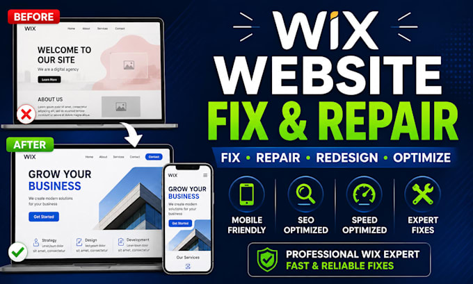 fix repair redesign and optimize your wix website
