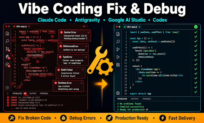 fix debug vibe coding app built with claude code antigravity google studio codex