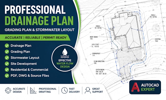 create professional drainage plan, grading plan and stormwater layout