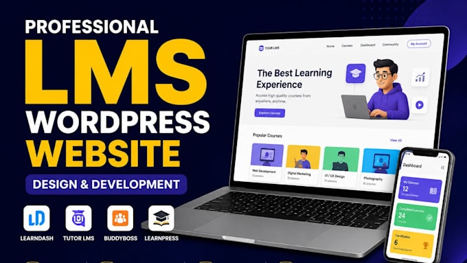 design redesign build elearning wordpress lms website using tutor lms learnpress