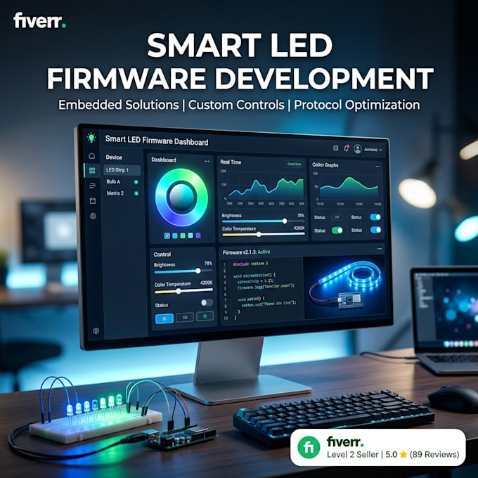 develop embedded firmware for smart led driver pcb and lighting systems