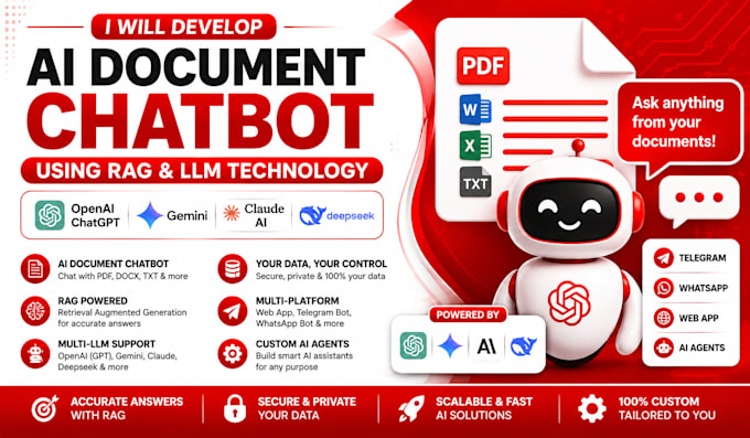 develop ai document chatbot using rag and openai chat gpt, gemini claude ai app