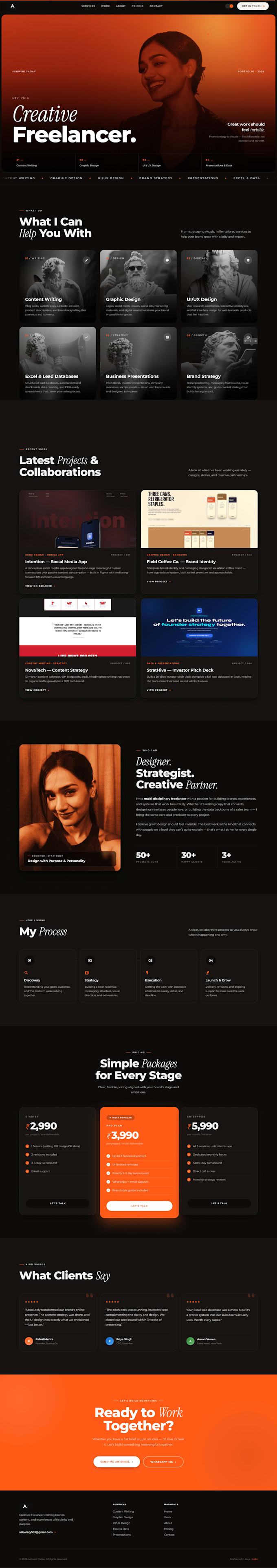 design a stunning dark theme freelancer portfolio website in figma