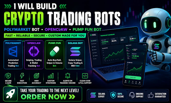 build polymarket bot, openclaw, pump fun bot, crypto trading, solana trading bot