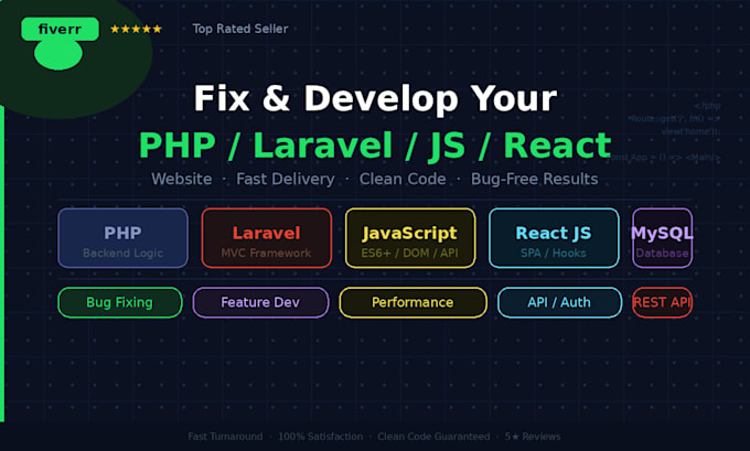 do website development as full stack developer PHP laravel developer react js