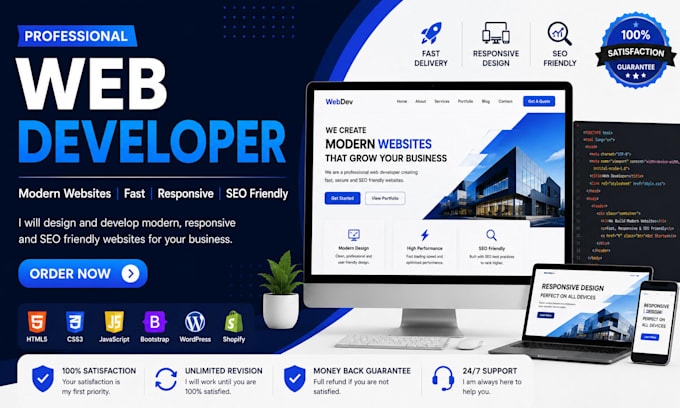 develop a professional responsive website for your business