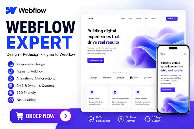 design or develop webflow website, figma to webflow expert, webflow landing page