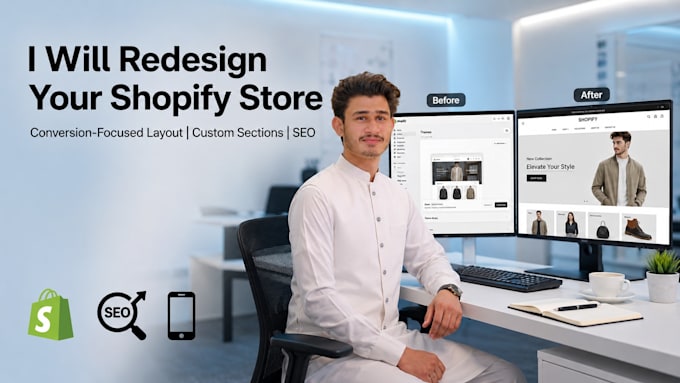 redesign your shopify store with conversion focused layout, custom section, SEO