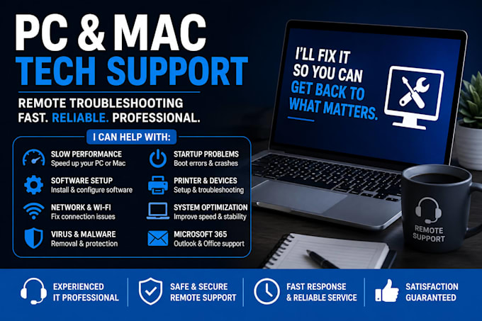 troubleshoot and fix you PC or mac computer issues remotely