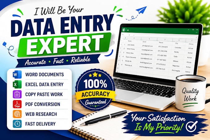 do data entry, word, excel, copy paste and typing work