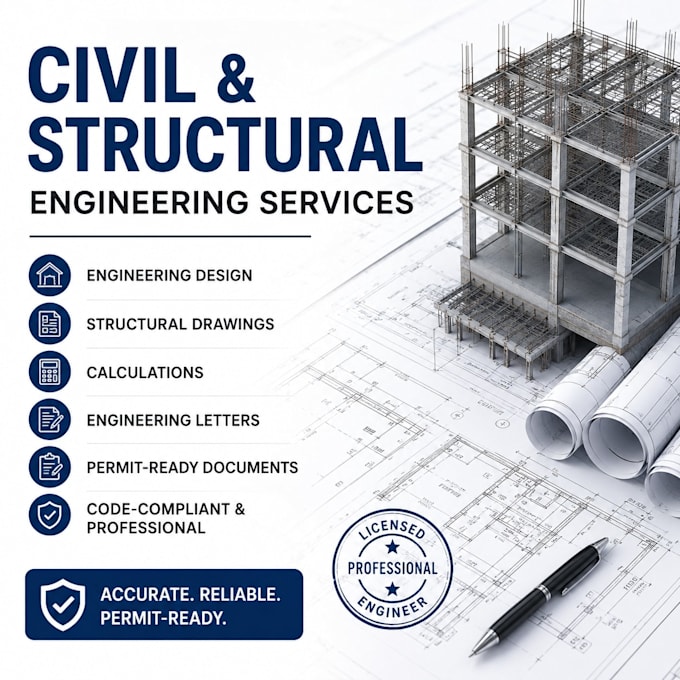 do civil and structural engineering design, drawings, and calculations letter